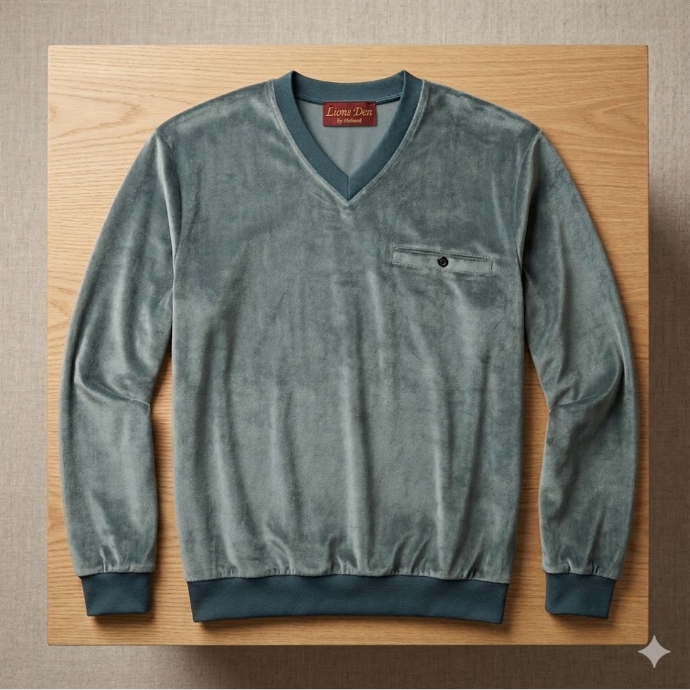 Vintage 1970s Haband Lion’s Den Green Velour Shirt – Rare EUC